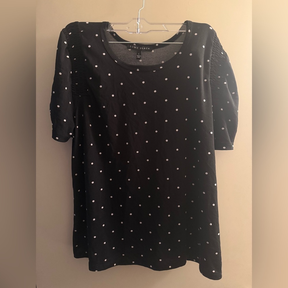 Black Polka Dot Women's Como Black Top / Blouse | S : L | NWOT